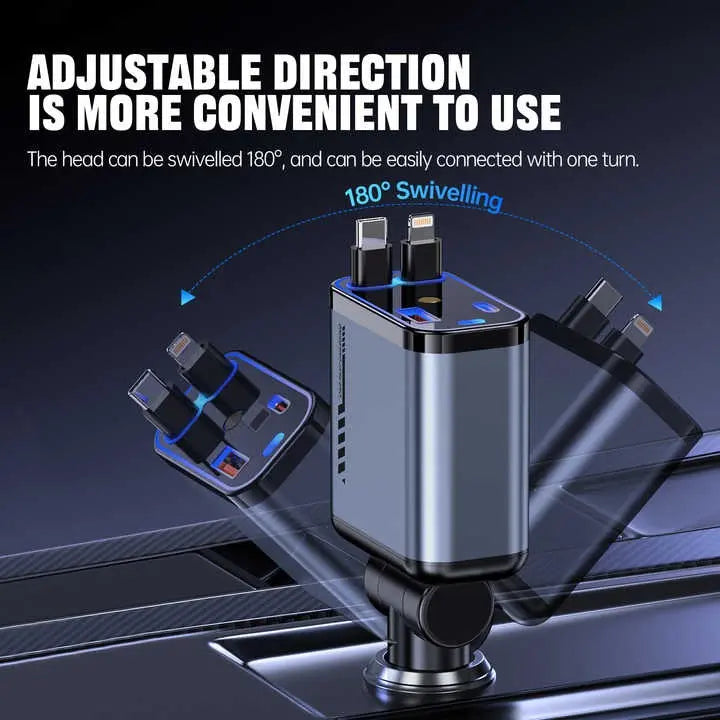 4 IN 1 Retractable Car Phone Charger