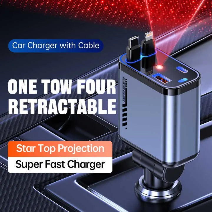 4 IN 1 Retractable Car Phone Charger