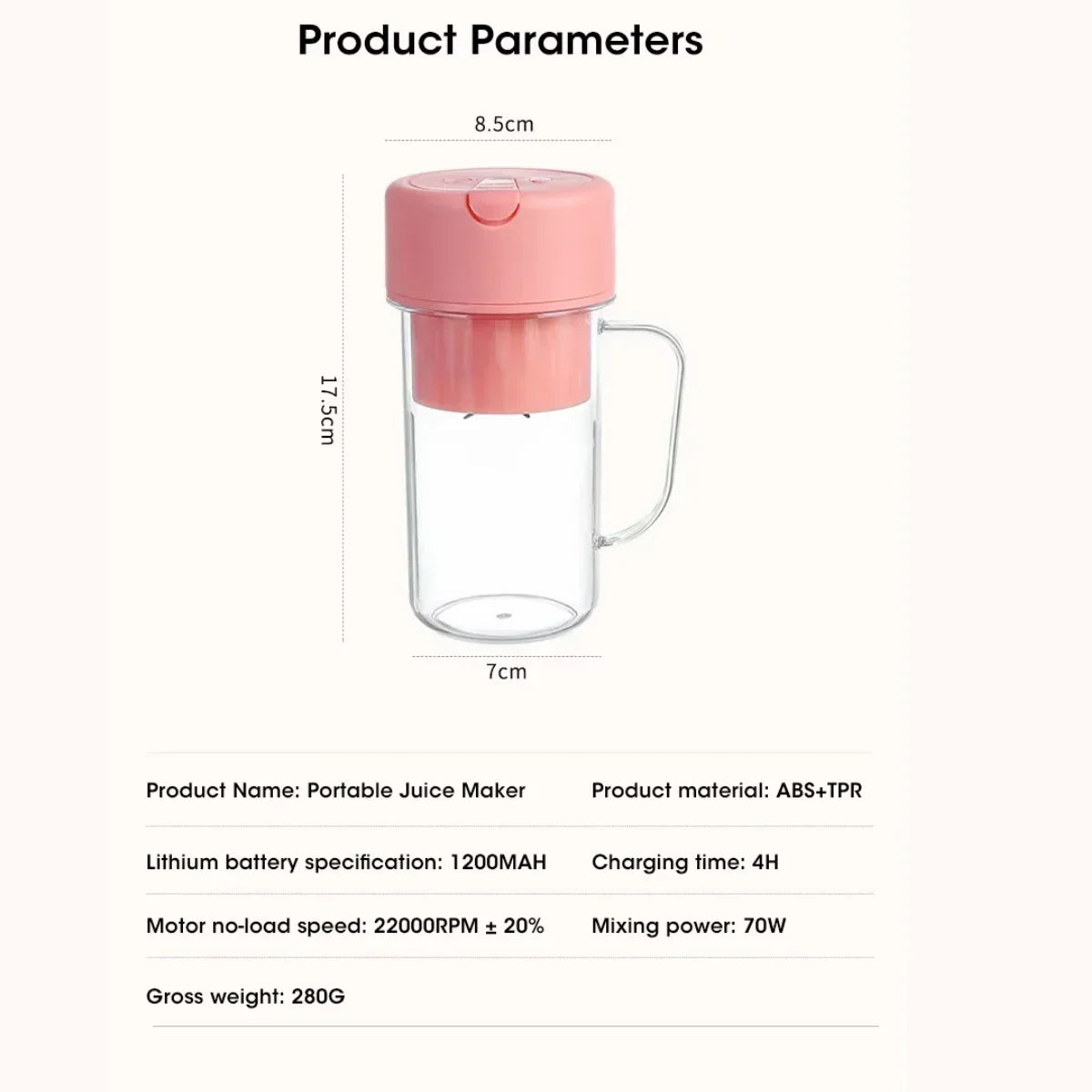 Electric Juicer Bottle with Straw